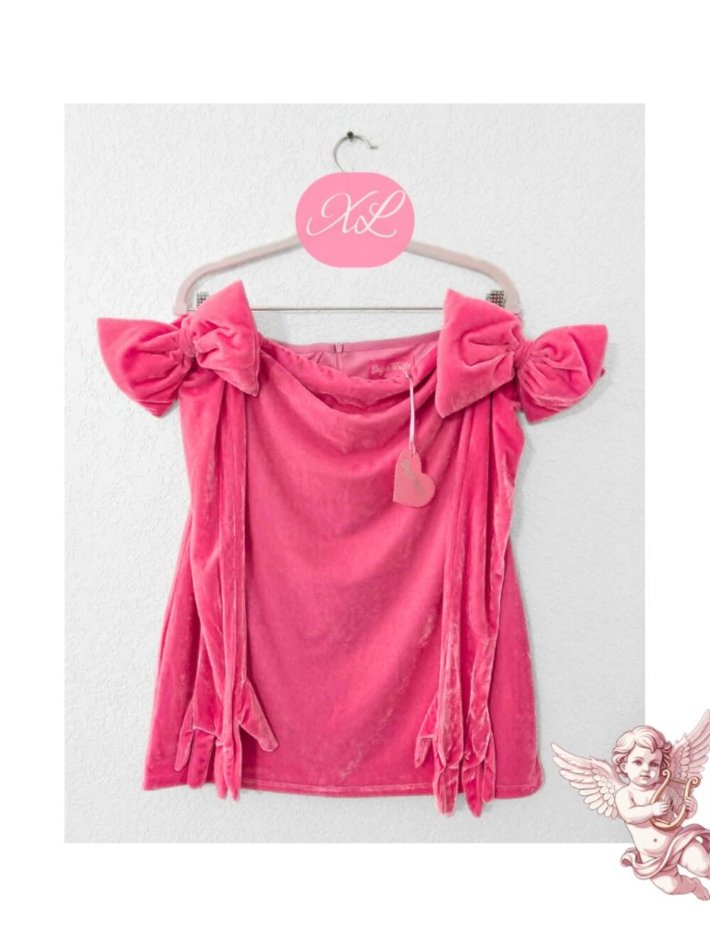 NWT Dolls Kill Sugar Thrillz Pink Coquette Velvet Bow Mini Dress Gloves Y2K Glam